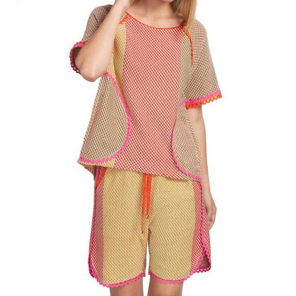 NEW TRICOT CHIC drawstring shorts in pink orange multi - Picture 1 of 1